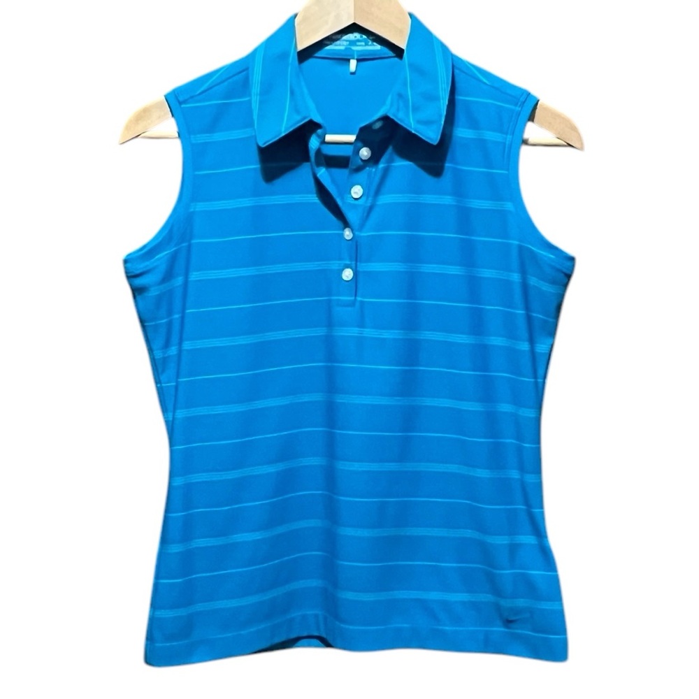 Nike Dri Fit Blue White Striped Golf Polo Tank Top Size Small